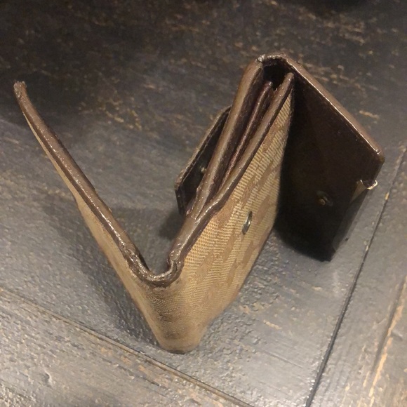 GUCCI GG Trifold Canvas Jacquard Wallet Tan Brown Leather Accent - Picture 13 of 17